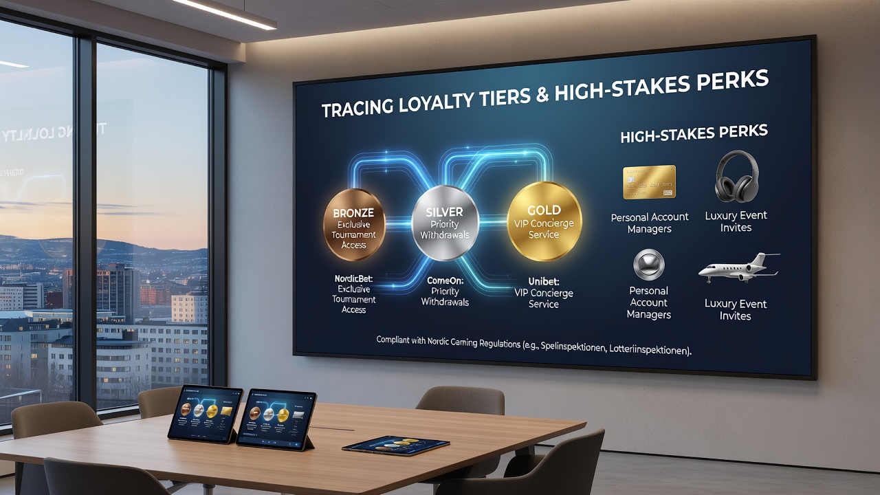 Mobile app screenshot showing high-stakes perk redemption options and tier status on a Nordic platform